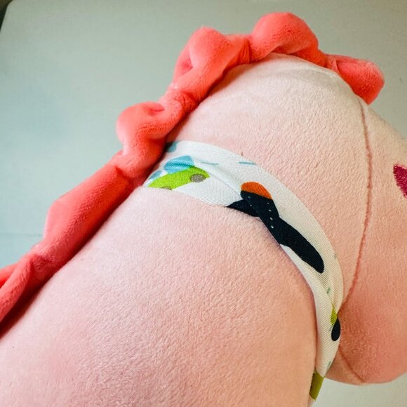 Adorable Pink Dinosaur Plush Toy With Quirky Bandana Pink Dino Stuffed Animal - Picture 6 of 11